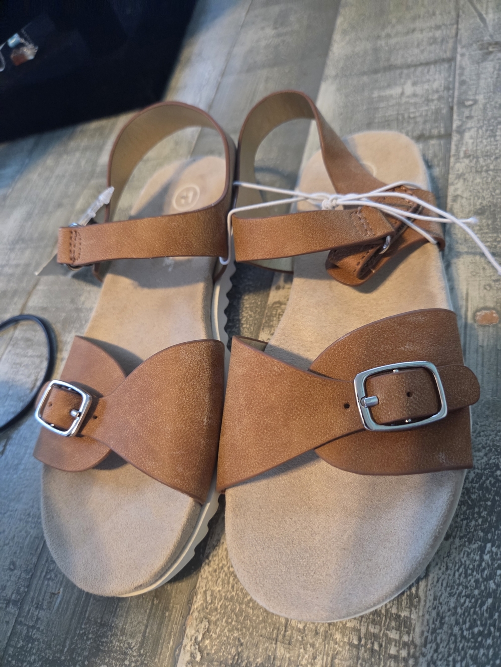 Cat & Jack Brown Girls' Adjustable Buckle Sandals